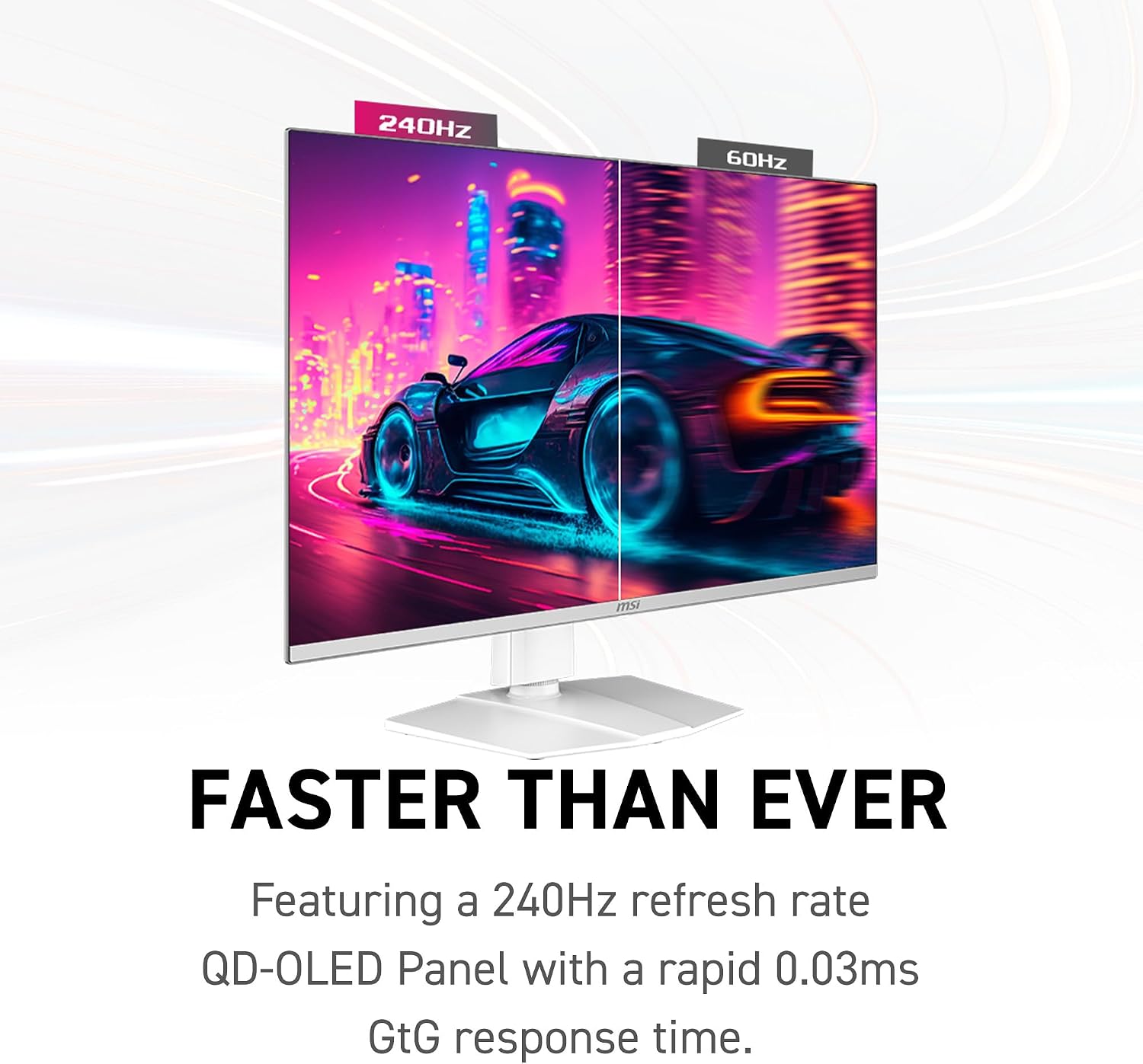 msi MPG 321URXW QD-OLED 31.5 Inch 4K UHD Gaming Monitor - 3840 x 2160 Quantum Dot OLED Panel, 240Hz / 0.03ms, 99% DCI-P3, ΔE≤2, DisplayHDR True Black 400, KVM, RGB - DP 1.4a, HDMI 2.1, USB Type-C 98W