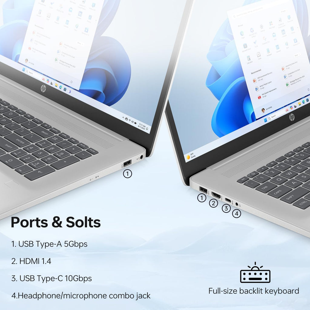 HP 17.3' Touchscreen Business Copliot AI Laptop, Intel Core Ultra 5 225U, 16GB DDR5 RAM, 1TB SSD, Wi-Fi 6, Win11 Home, Backlit Keyboard &Numeric Keypad, Webcam, Fingerprint Reader, Battery Fast charge