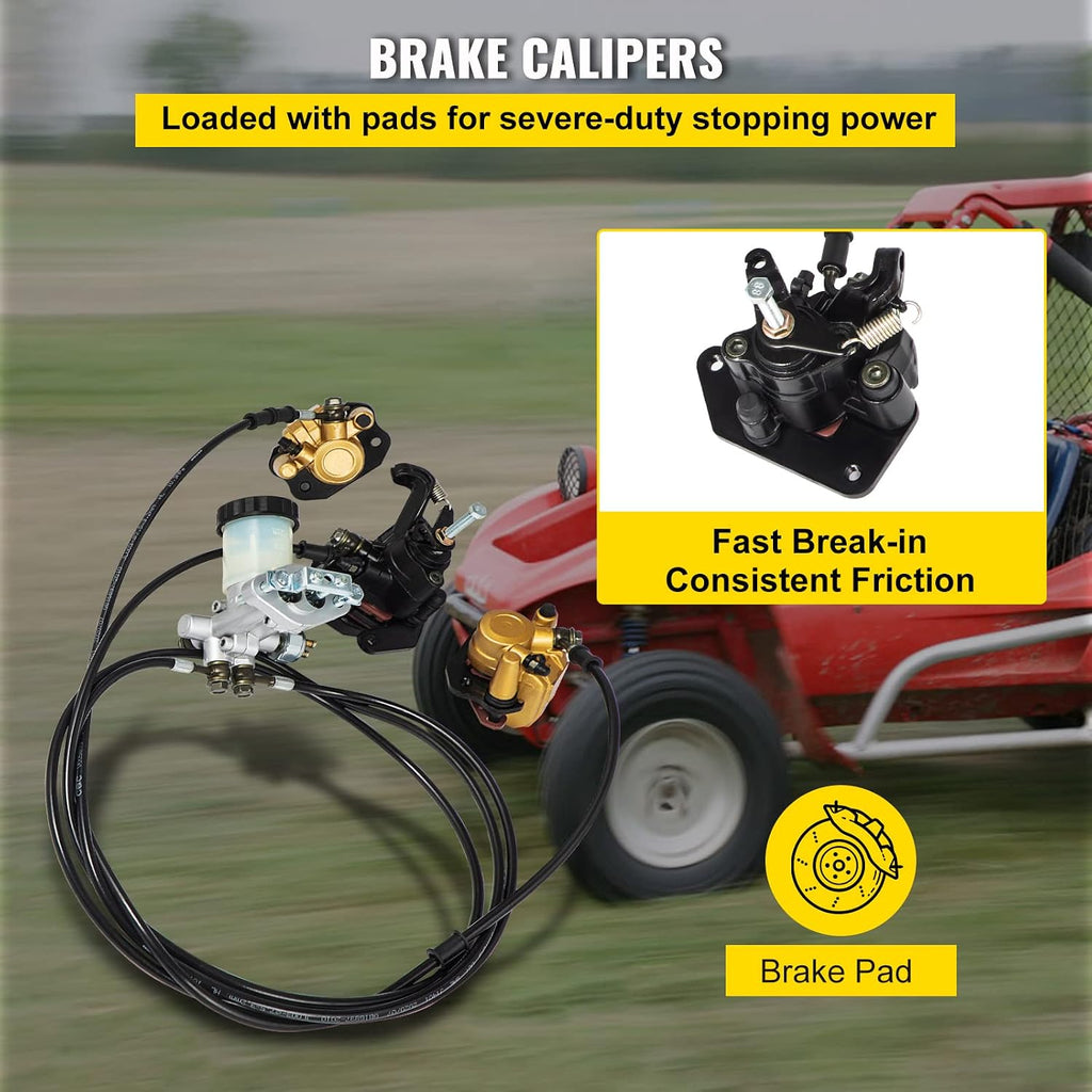 Vevor Go Kart Brake Master Cylinder Kit Go Kart Hydraulic Brake Kit Universal Go Karts Brake Kit Kandi Complete Including Master Cylinder, Hose, Caliper, Pad for 150cc : Automotive
