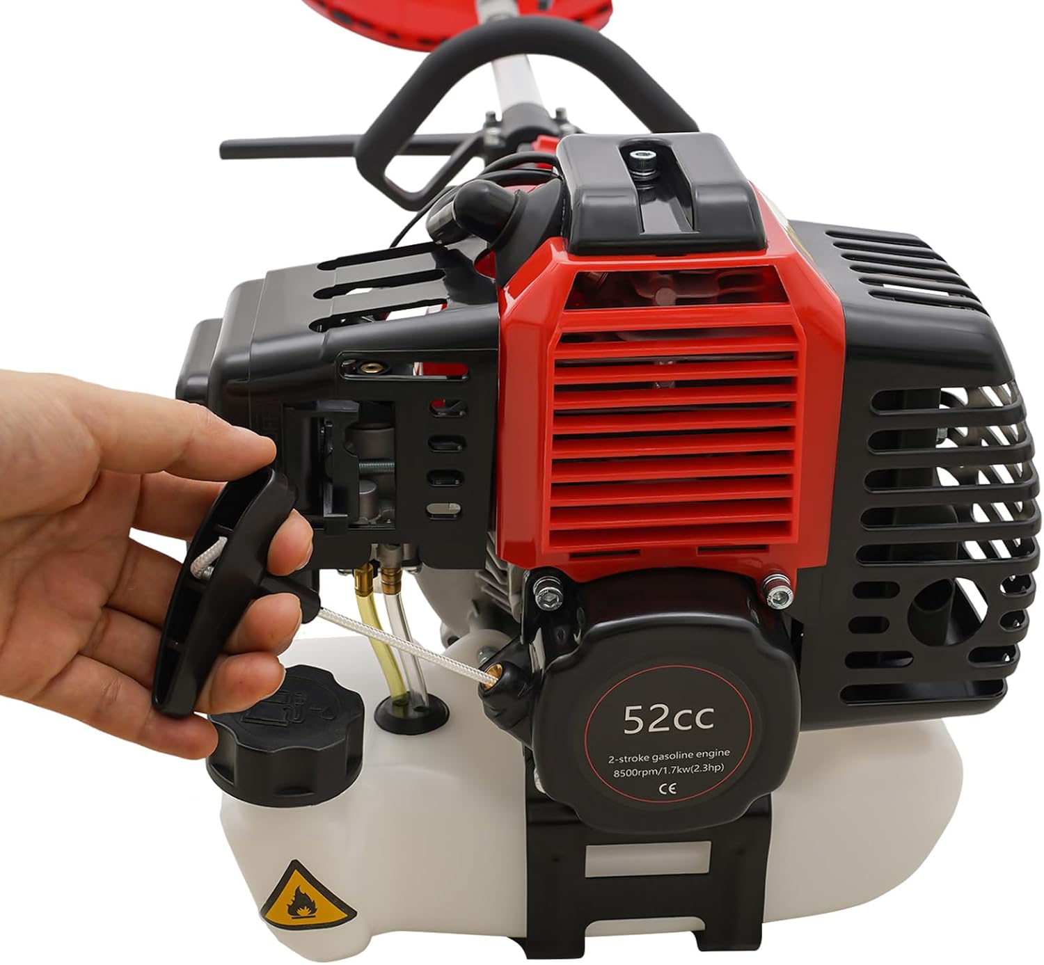 2-Stroke 52CC Gas Weed Eater 10 in 1 Weed Wacker Gas Powered Trimmer Brush Cutter Grass Wacker Lawn Mower with Long Pole Saw & 7 Heads,Multifunction Gas String Trimmer for Harvesting (6500-8500R/Min)