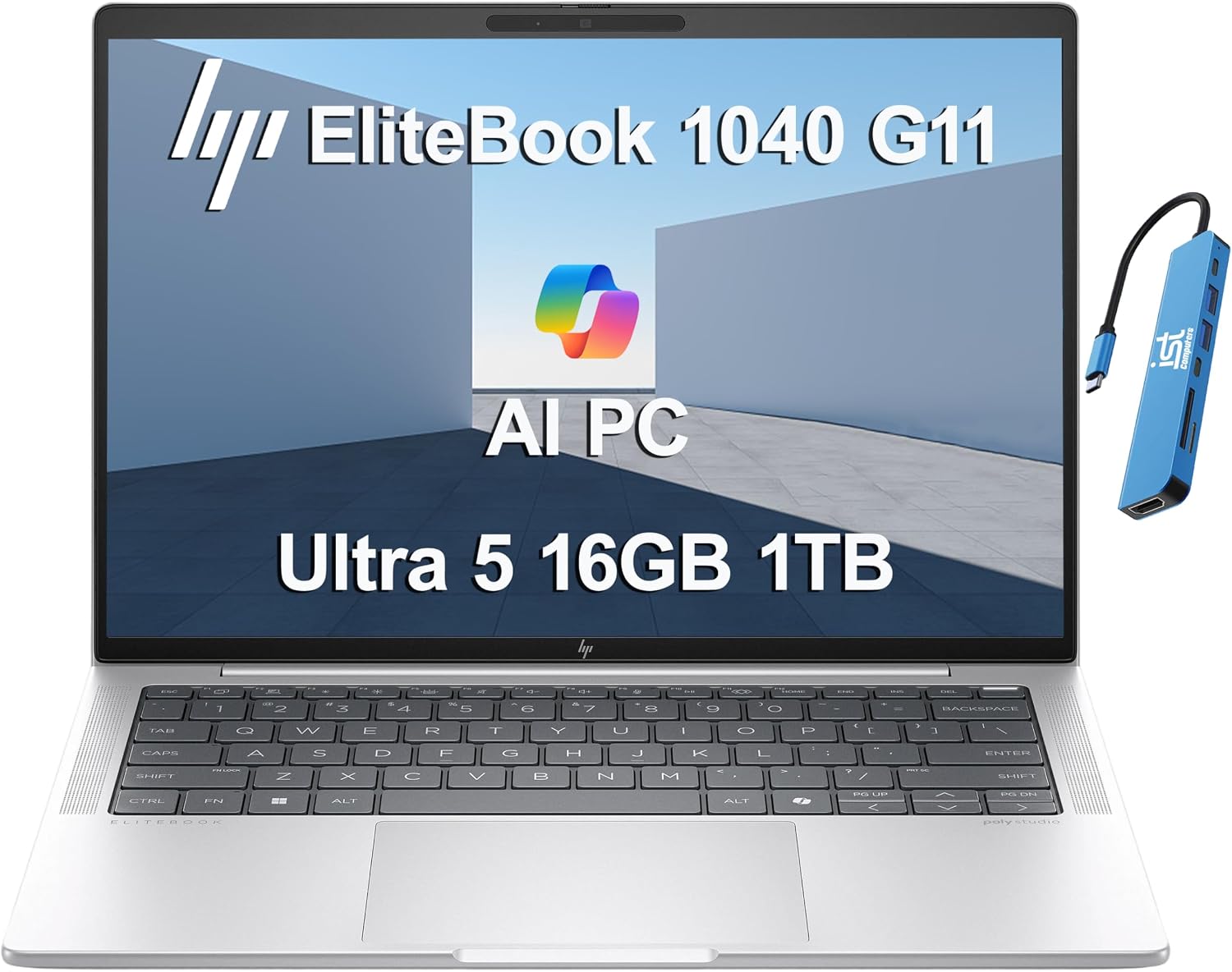 HP EliteBook 1040 G11 Business AI PC Laptop (14' FHD+, Intel 14-Core Ultra 5 125H (> i7-1360P), 16GB DDR5 RAM, 1TB SSD), 2X Thunderbolt 4, Backlit KB, Fingerprint, 5MP IR Webcam, IST HUB, Win 11 Pro