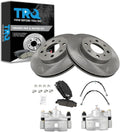 TRQ Front Brake Pad and Rotor Set Ceramic Vented Rotors Calipers Hoses Compatible with 1996-2000 Honda Civic