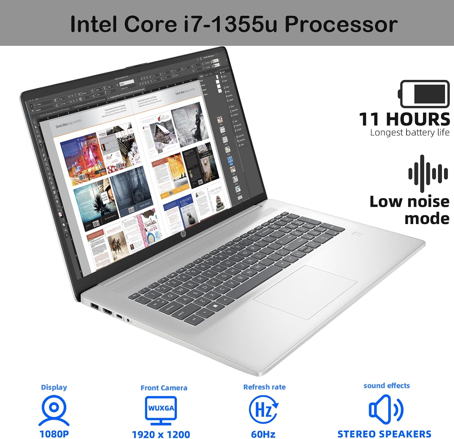 HP 17.3' FHD+ Touchscreen Business Laptop - Intel Core i7-1355U Processor, Intel Iris Xe, WiFi 6, HD Webcam, BrightView, 250 nits, Win 11 Pro, w/Hoouwrd Accessories (64GB RAM | 4TB SSD)