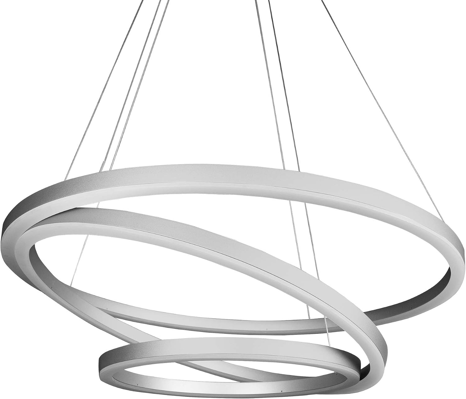 VONN VMC32500AL Tania Trio 32', Adjustable Hanging, Modern Circular Chandelier Lighting in Silver Integrated LED, 31.50' L x 31.50' W x 120' (16.5') H,