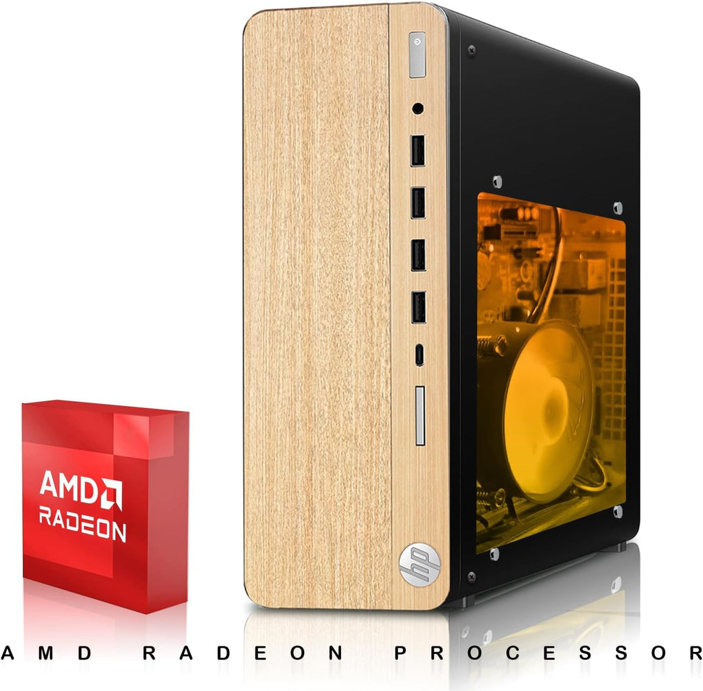 HP Full Light Gaming PC Desktop Computer – AMD Pro A10-9700,RX 550 Graphics,16GB RAM,1TB SSD,Dual 32 Inch Curved Monitor,RGB Keyboard with AI Copilot,Mouse,WiFi,RGB Headphone,Windows 11(Renewed)