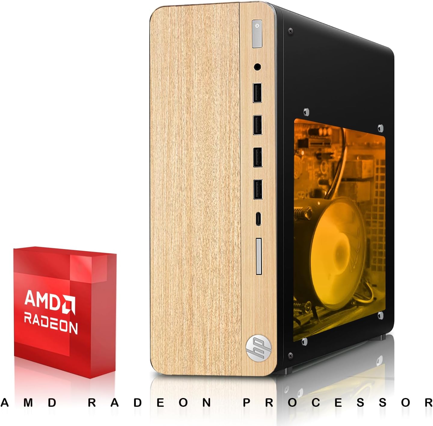 HP Full Light Gaming PC Desktop Computer – AMD Pro A10-9700,RX 550 Graphics,16GB RAM,1TB SSD,Dual 32 Inch Curved Monitor,RGB Keyboard with AI Copilot,Mouse,WiFi,RGB Headphone,Windows 11(Renewed)