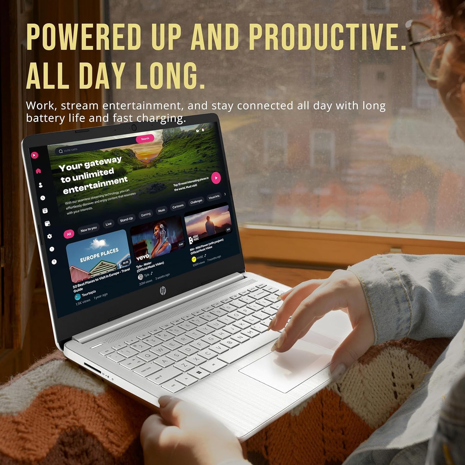 HP Stream 14' HD Thin and Light Laptop, Intel Celeron N4120, 16GB RAM, 128GB eMMC Storage, Long Battery Life, HD Webcam, HDMI, Silver, Office 365 1-Year, Windows 11 S, 128GB Cuertns MicroSD