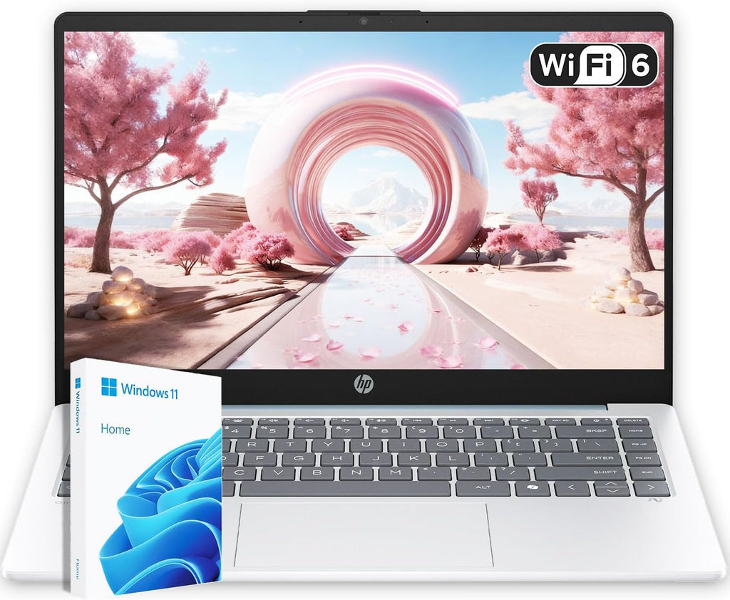 HP 14' Moonlight Blue Laptop with Office 365, AMD CPU, 4GB DDR5 RAM, 1.1TB Storage (128GB SSD and 1TB OneDrive), HD Display, Windows 11, Energy-Efficient & Quiet Performance