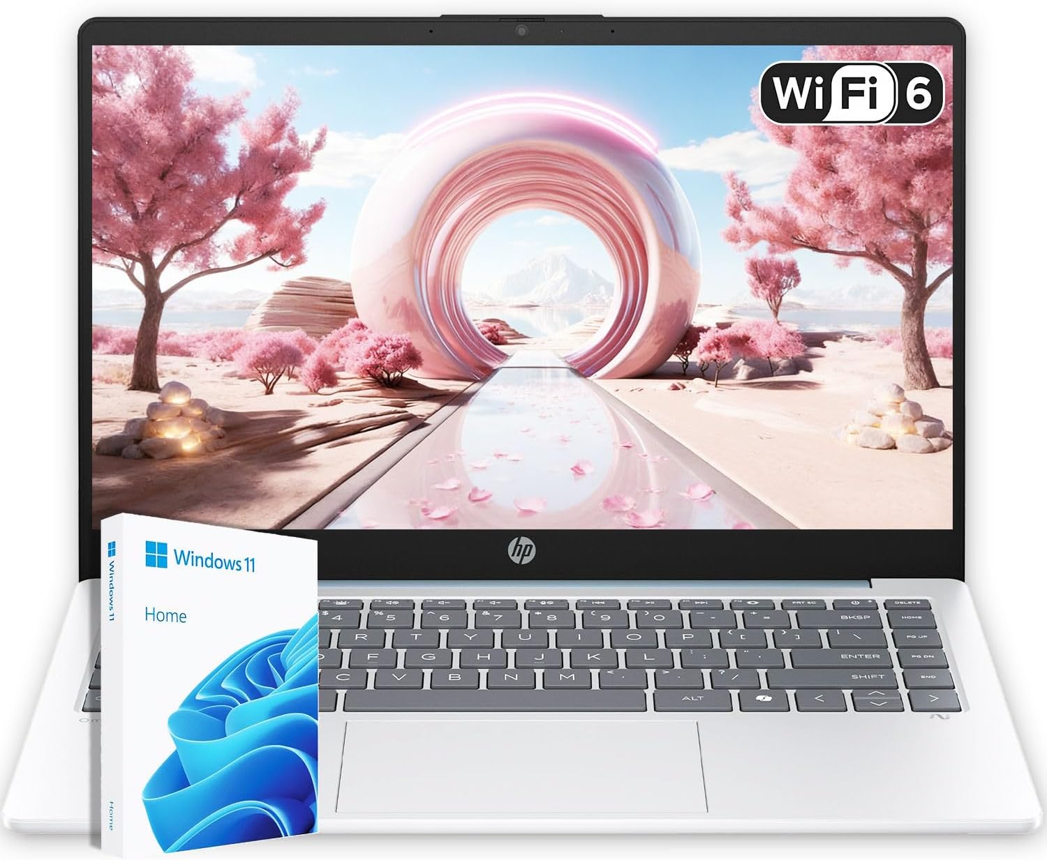 HP 14' Moonlight Blue Laptop with Office 365, AMD CPU, 4GB DDR5 RAM, 1.1TB Storage (128GB SSD and 1TB OneDrive), HD Display, Windows 11, Energy-Efficient & Quiet Performance
