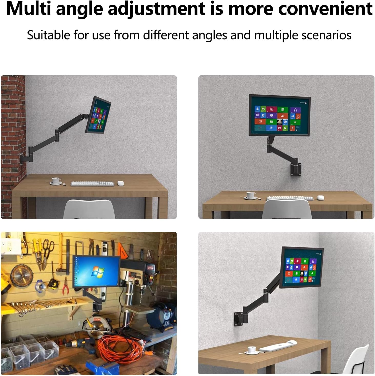 Adjustable TV Wall Mount Bracket with Extended Arm, Ideal for 17-21 Inch Screens, VESA 75x75mm, 100x100mm, Perfect for Bedroom or Workspace, Swivel Design, Holds up to 5.5kgs