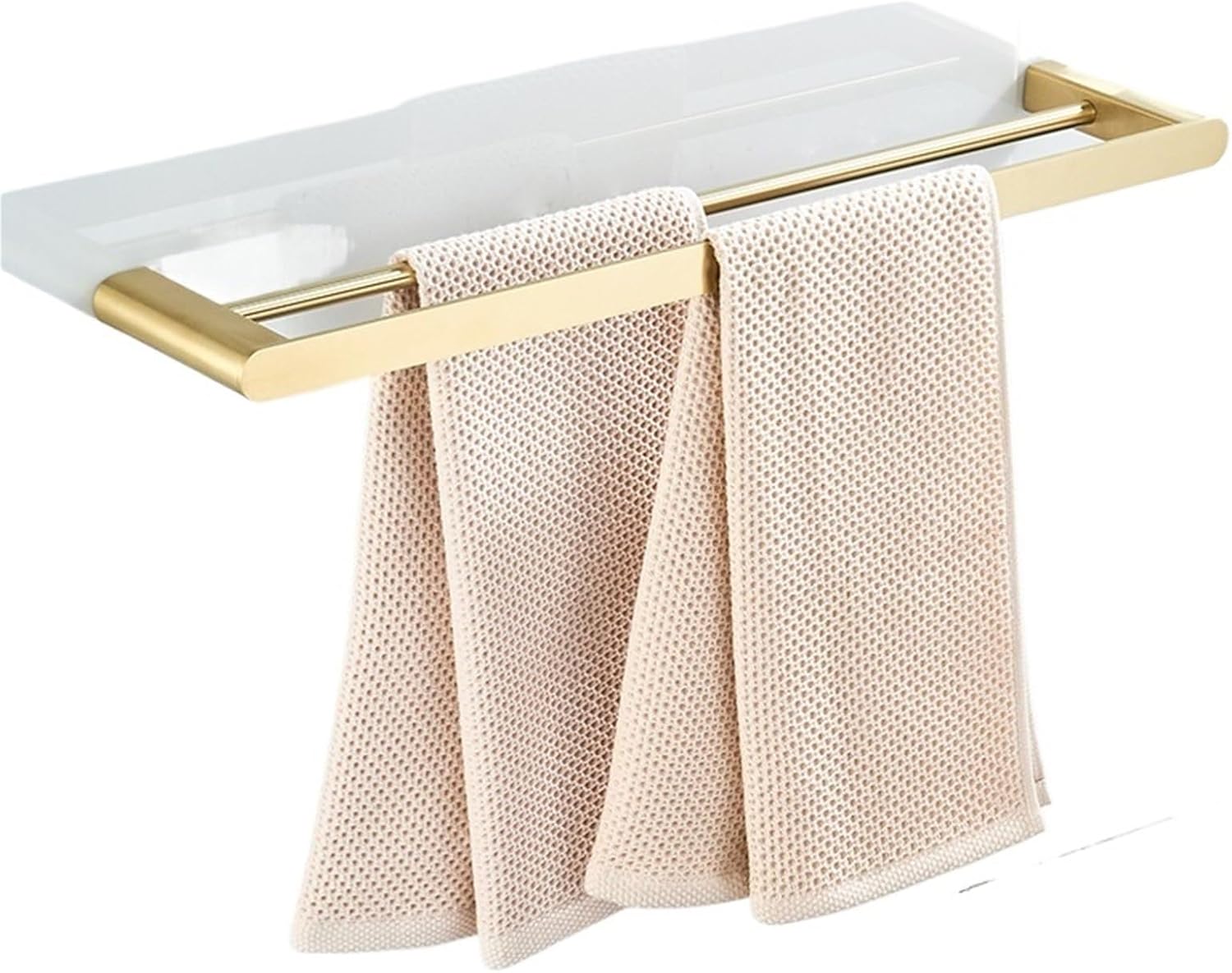 Gold Bathroom Double Towel Holder Stainless Steel Double Towel Rack Bath Towel Bar Bathroom Hardware Accessories Grey Black(60cm Polished)