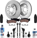 Detroit Axle - Front Brake Kit for Silverado Sierra 1500 GMC Chevy Cadillac Escalade ESV EXT, 12.99'' inch Disc Brake Rotors Ceramic Brake Pads Lower Ball Joints Tie Rods Boots Replacement