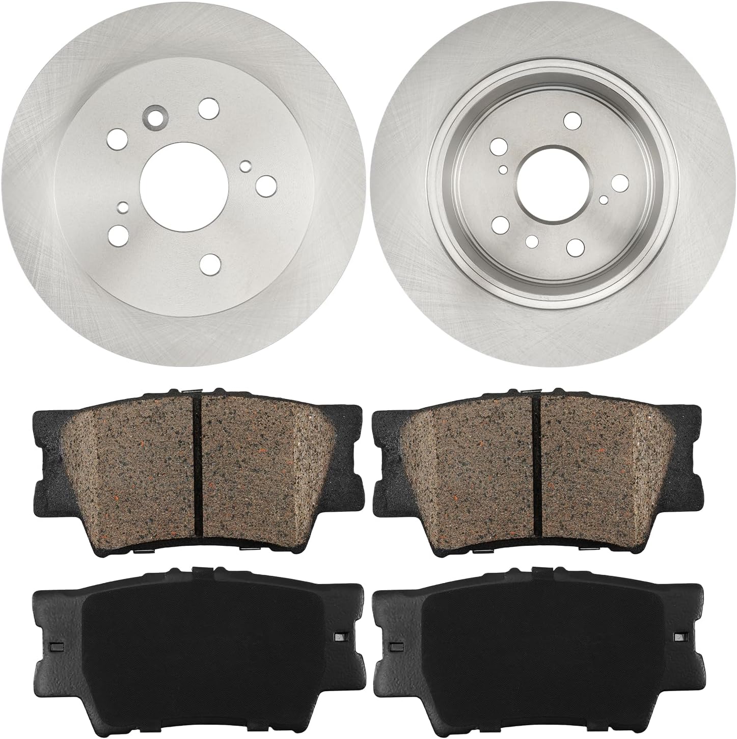 PHILTOP Front & Rear Brake Kit For 2007-2012 Lexus ES350, Disc Rotors with Ceramic Brake Pads Replace # 31433+D1212+31434+D1293, Rear 11.06（281mm）,Front 11.65（296mm）