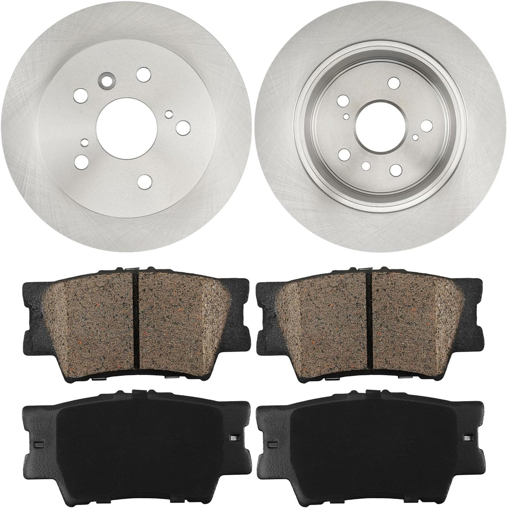 PHILTOP Front & Rear Brake Kit For 2007-2012 Lexus ES350, Disc Rotors with Ceramic Brake Pads Replace # 31433+D1212+31434+D1293, Rear 11.06（281mm）,Front 11.65（296mm）