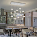 ykolupty Glass Chandelier LED Modern Silver Pendant Light Globe Ceiling Light H157 Glass Ball Chandeliers for Staircase Living Room Hotel Hallway Foyer Entryway (16 Lights-Rectangle Chandeliers)