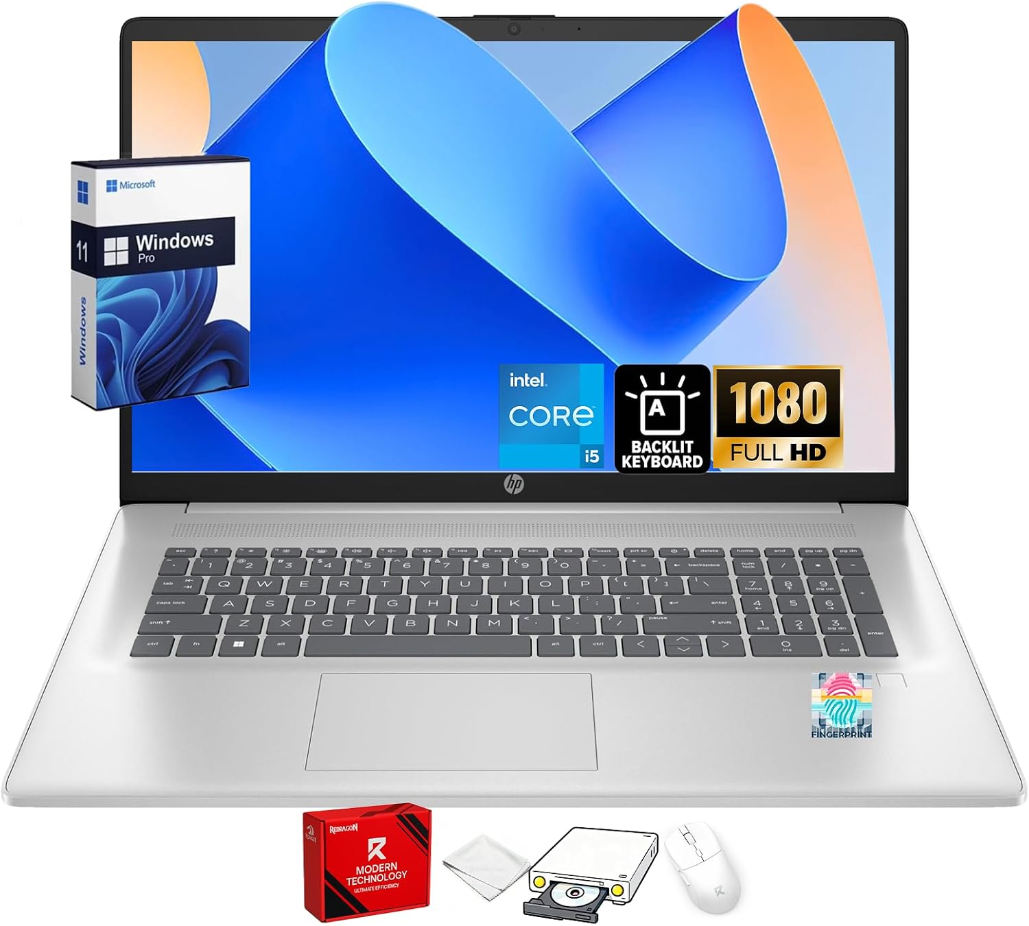 HP 17.3' Business Laptop, FHD Anti-Glare Display, Intel 10-Core i5-1334U (Up to 4.6GHz), 20GB RAM 512GB SSD, Backlit Keyboard, Fingerprint Reader, Win 11 Pro, Copilot AI for Office Work & Study