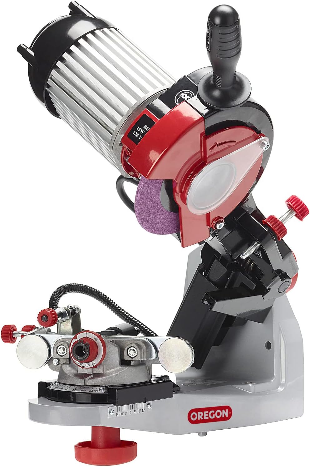 Oregon Professional 120-Volt Bench Grinder with Hydraulic Clamping, Universal Saw Chain Sharpener, for All Chainsaw Chains (620-120)