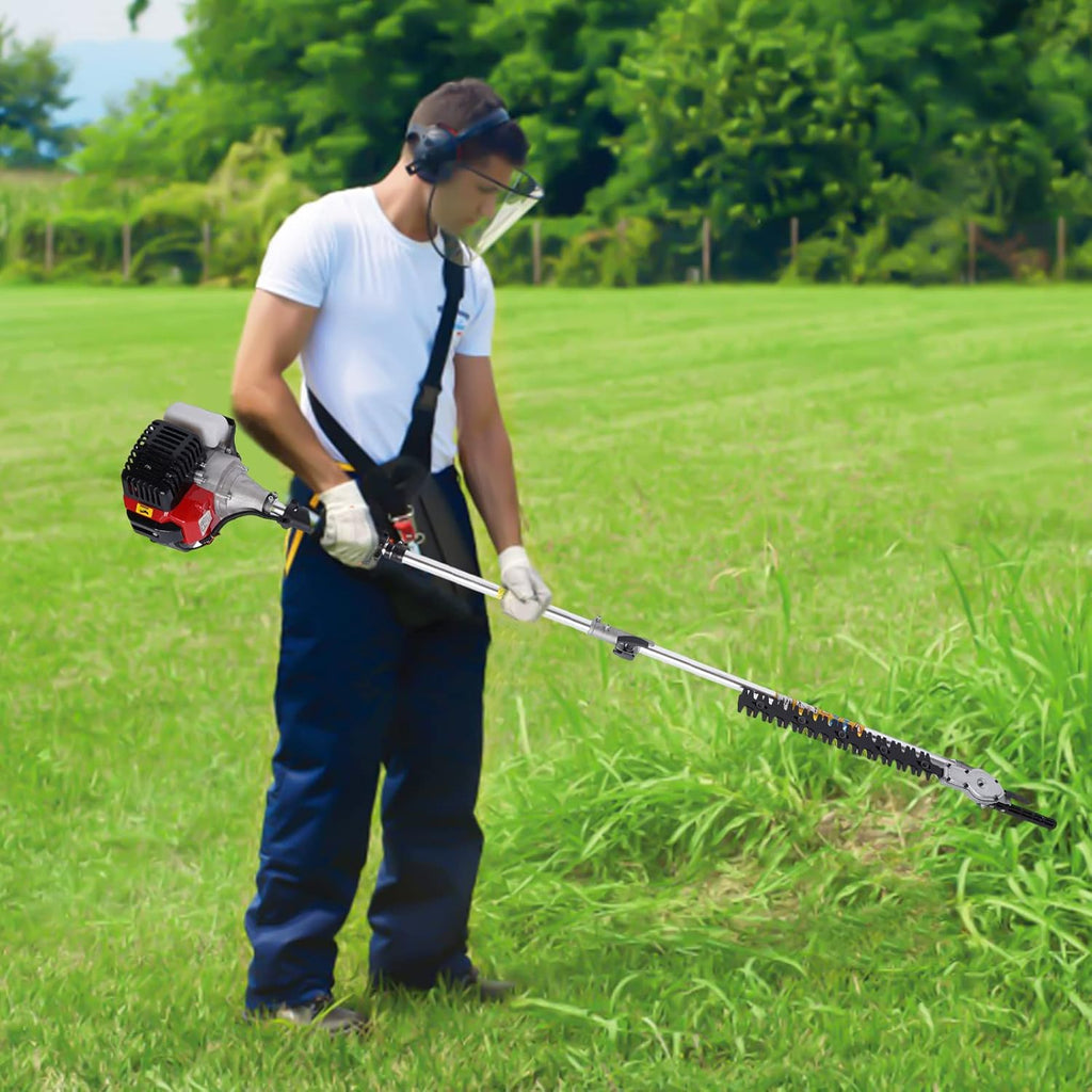 52CC Weed Wacker Gas Powered, 2-Stroke 10 in 1 Cordless String Trimmer Weed Eater with 3T/4T/8T/80T/40T Saw Blade, 4 Aluminum Weeding Ropes and 2T Diamond Blade for Yard Lawn