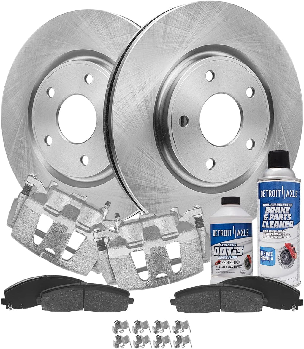 Detroit Axle - Front Brake Kit for Chrysler Town & Country Pacifica Voyager Dodge Grand Caravan Ram C/V Disc Brake Rotors Ceramic Brakes Pads Replacement Brake Calipers: 12.99' inch Rotor