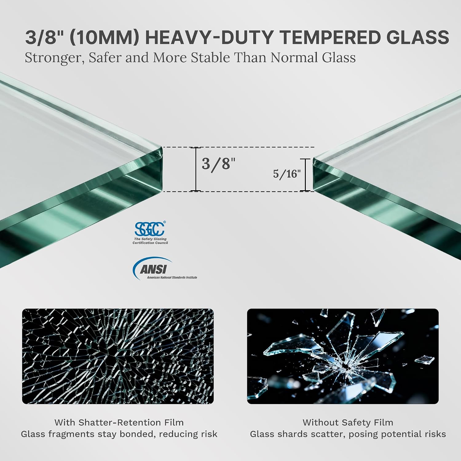Frameless Double Sliding Shower Door, 50-55' W x 76' H, 3/8' (10mm) SGCC Certified Clear Tempered Glass, Width Adjustable, Square Guide Bar, Double Towel Bars, Stainless Steel Hardware, Gunmetal