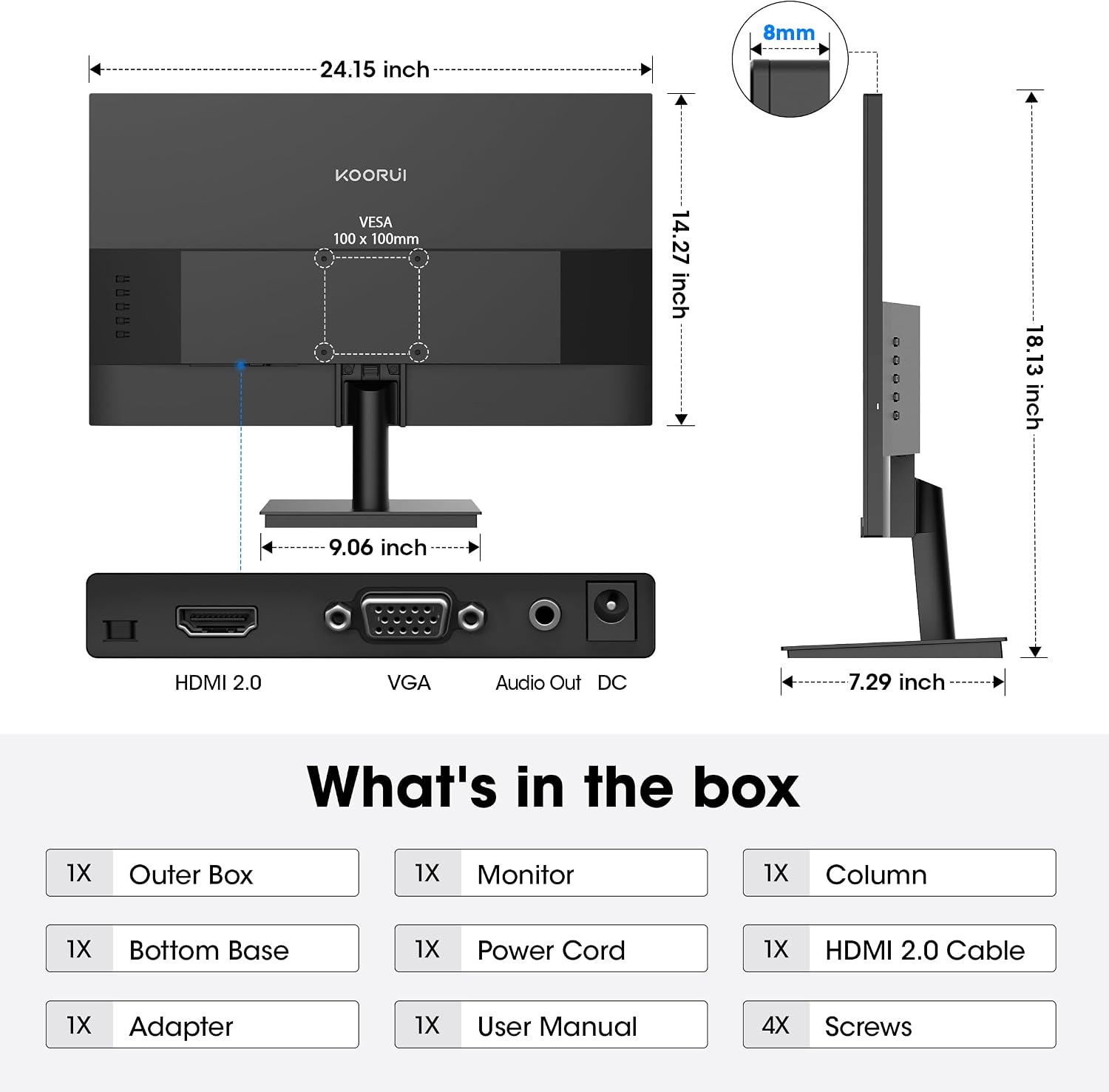 KOORUI 27' FHD 1080P Gaming Monitor, 144Hz Computer Monitor, New, E2711K
