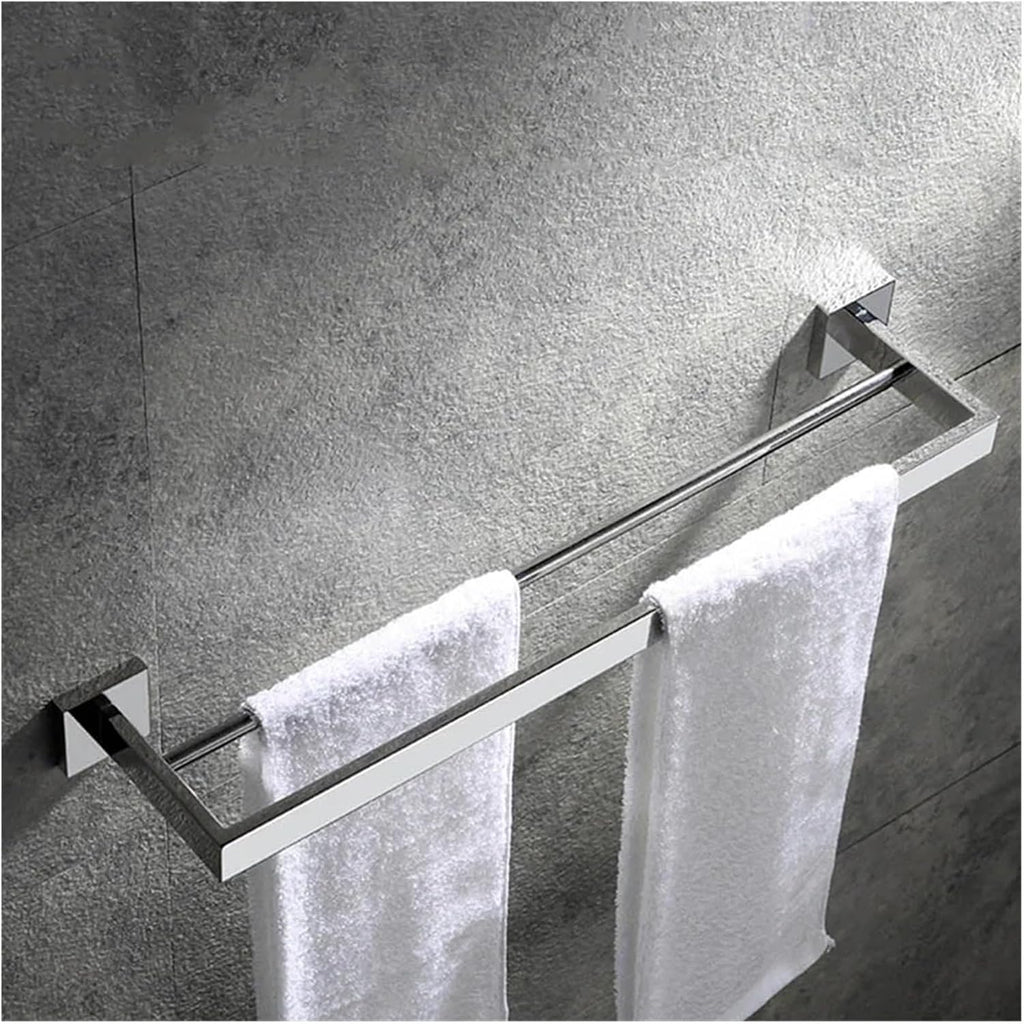 Stainless Steel Double Towel Bars Square Rack Holder Wall Mounted Bathroom Accessories Brushed(Brushed gold)