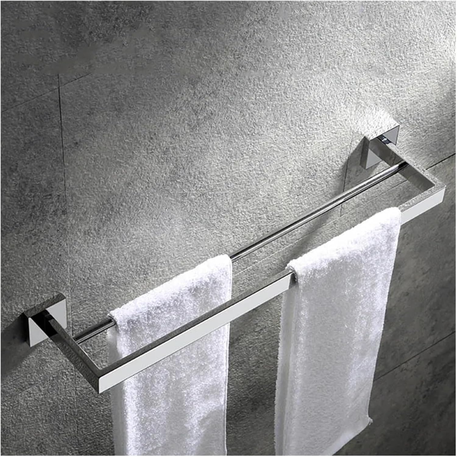Stainless Steel Double Towel Bars Square Rack Holder Wall Mounted Bathroom Accessories Brushed(Brushed gold)