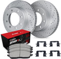 R1 Concepts Front Brake Kit Fits 2020-2024 Chevrolet Silverado, GMC Sierra| Optimum Oep Pads, Drilled Slotted Rotors| Hardware| 14.0' Front