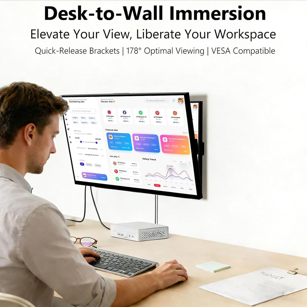 Touchscreen Monitor 24 Inch with Webcam Full HD 2560x1440P @100Hz 10-Point Multi Touch Screen PC Monitor, HDMI VGA USB Port, Built-in Speakers