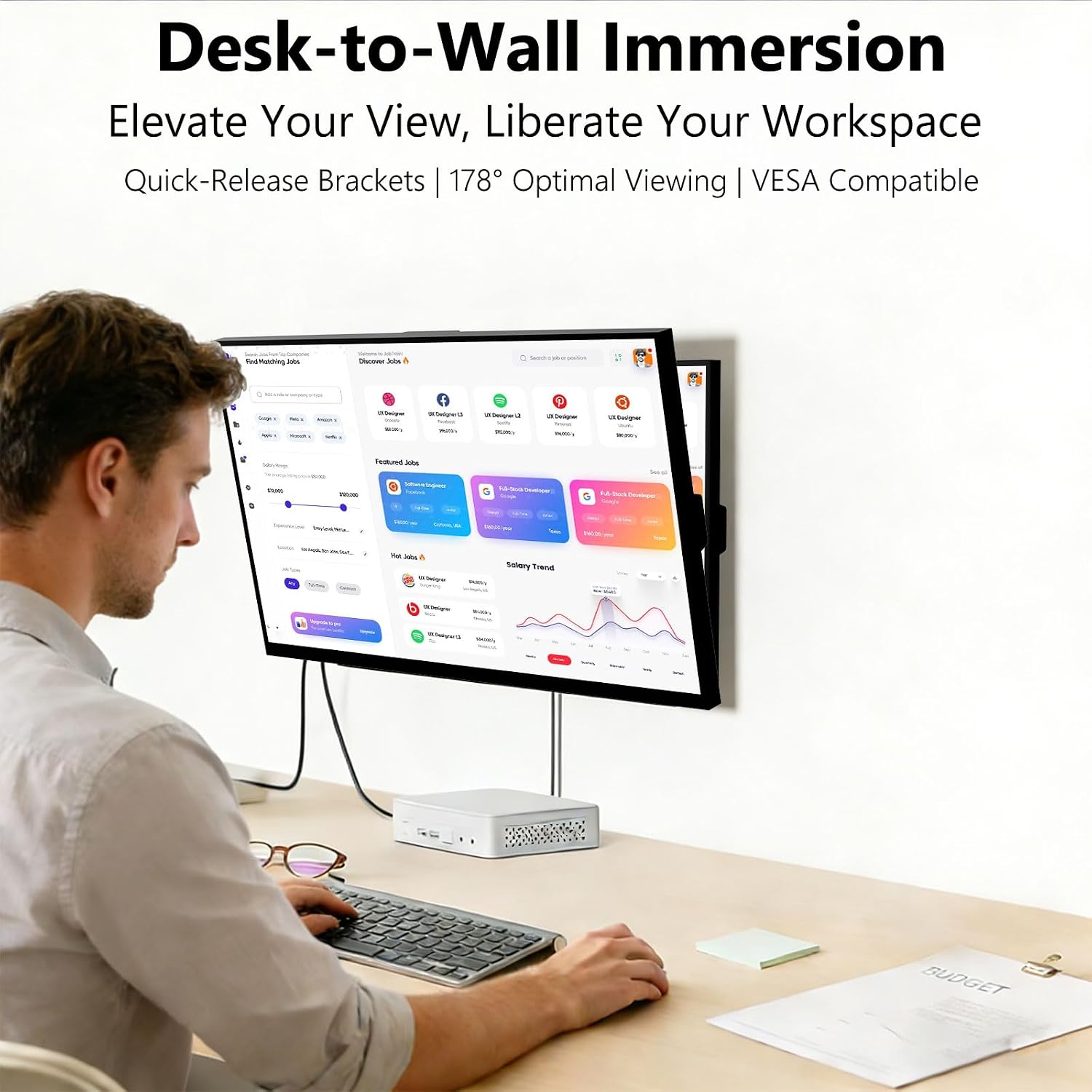 Touchscreen Monitor 24 Inch with Webcam Full HD 2560x1440P @100Hz 10-Point Multi Touch Screen PC Monitor, HDMI VGA USB Port, Built-in Speakers