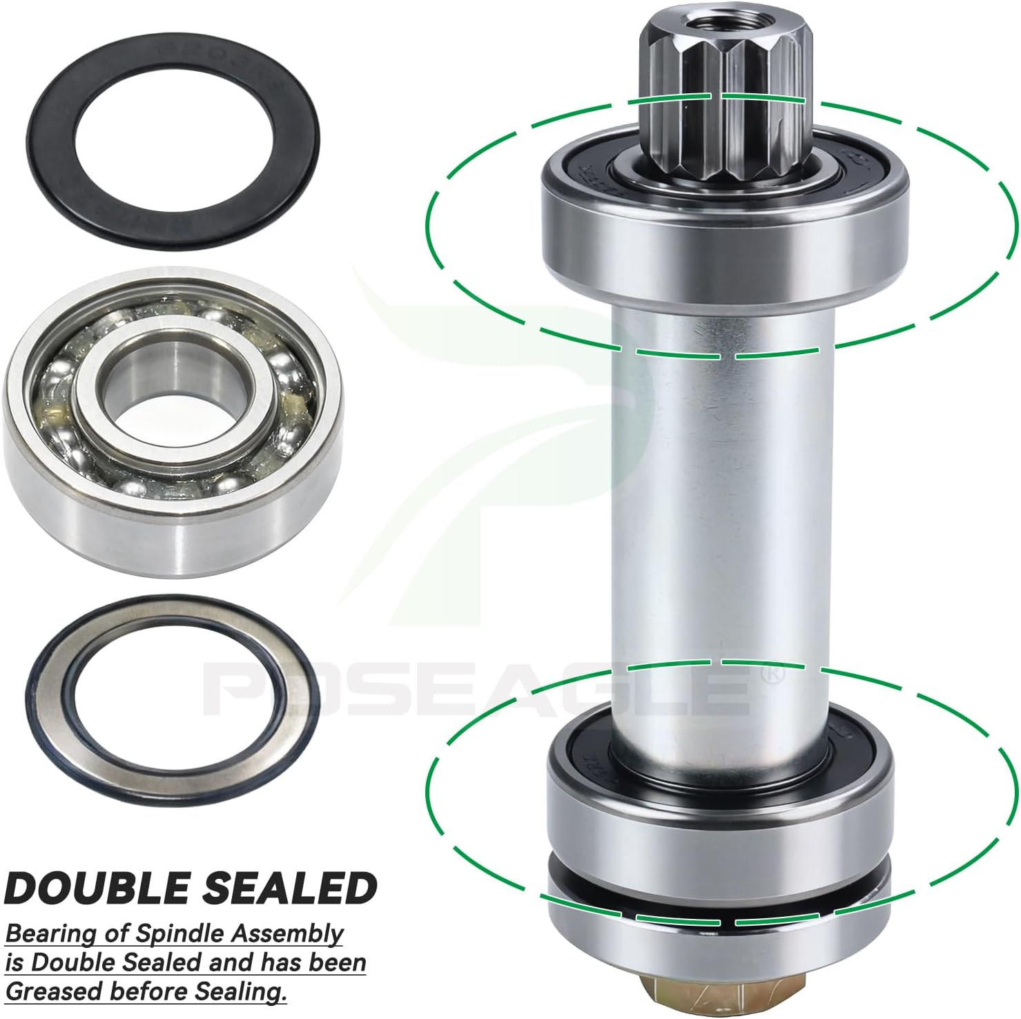 3 Pack 607418 Spindle Assembly with 604704 Spindle Pulley 604711 Belt Replaces Hustler 601804 Spindle Assembly for Hustler Raptor SD 60 Deck Spindles, Hustler 60 inch Mower Deck Spindles