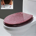 Oval Silent Slow Close Toilet seat, Resin Toilet Seat Bathroom Glitter, Adjustable Toilet Seat, Glittering Black Pink Gold Silver,Pink,Pink