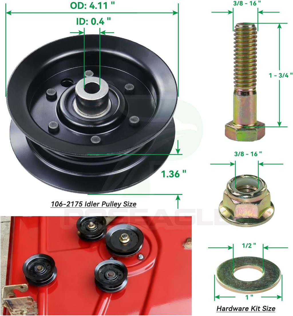3 Pack 121-0751 Spindle Assembly with 125-5575 Spindle Pulley 106-2175 Idler Pulley 119-8820 Belt 1/2x142 Replaces 139-3214, 117-7267, 117-7439 for Toro 50 Inch Riding Mowers