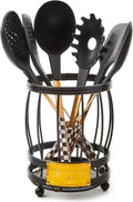 MACKENZIE-CHILDS Utensil Caddy Set with Kitchen Utensils, Black-and-White Courtly Check