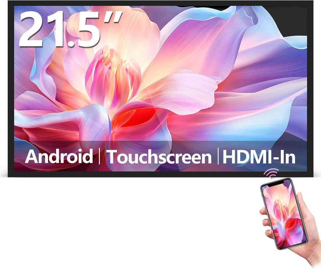 21.5' Capacitive Touchscreen Industrial Monitor, Indoor Digital Signage Display for Advertising, Reverse Control Laptop, Wireless Screen Mirroring, Built-in Speakers, USB, HDMI Ports