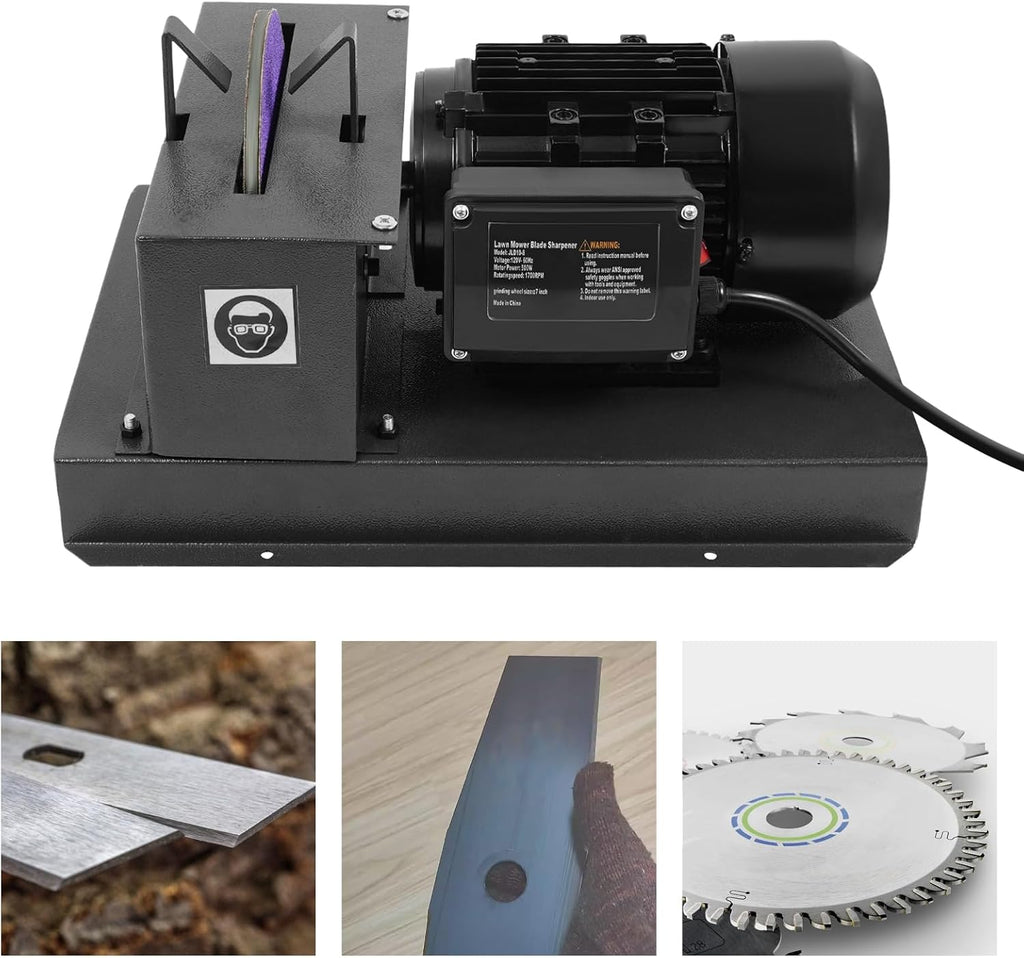2/3HP 500W Lawn Mower Blade Sharpener 1700RPM Professional Electric Mower Blade Sharpener Bench Grinder Sharpening Machine w/ 7inch Ceramic Wheel for High/Low Lift Blades, Gator/Flat Blades