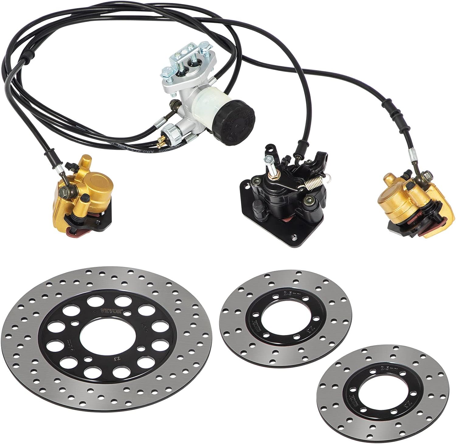 Vevor Go Kart Brake Master Cylinder Kit Go Kart Hydraulic Brake Kit Universal Go Karts Brake Kit Kandi Complete Including Master Cylinder, Hose, Caliper, Pad for 150cc : Automotive