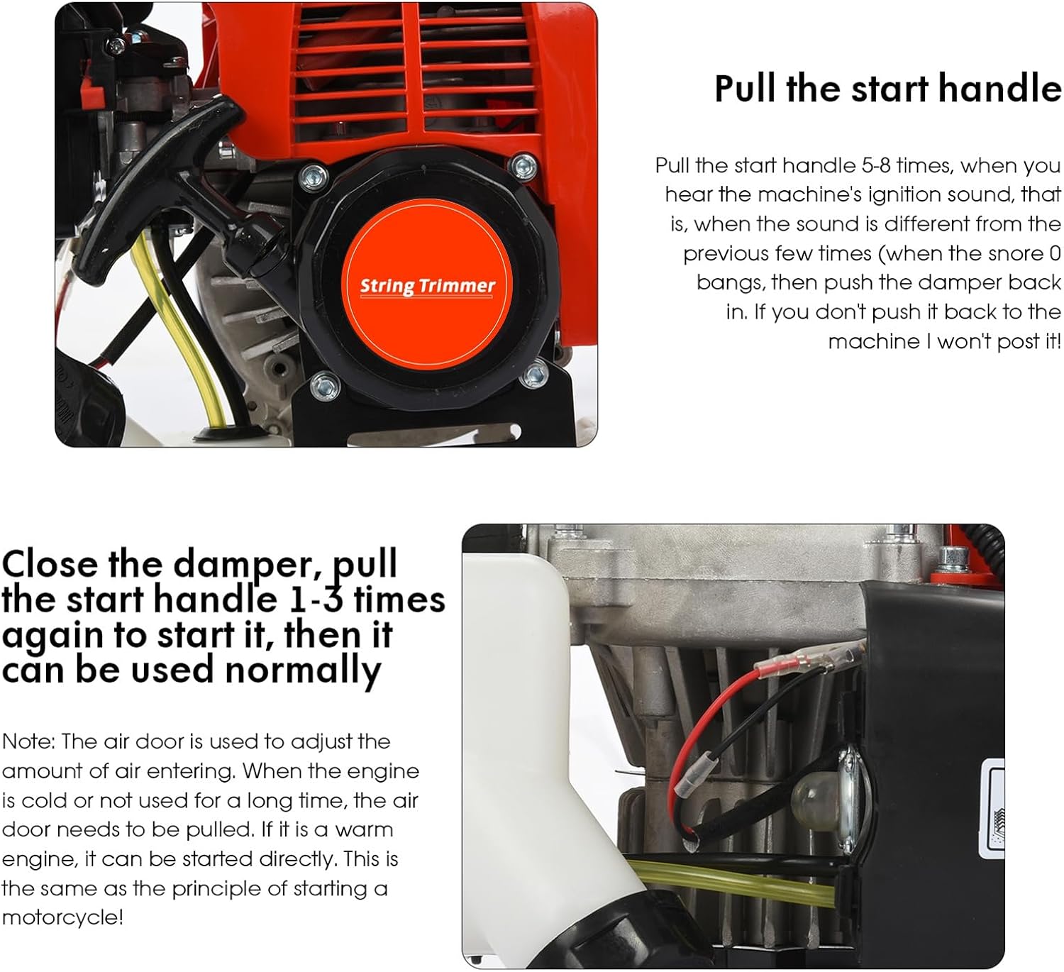 HEVIRGO Powerful Gas String Trimmer,Hedge Trimmer,Full Functioning Guard Accessories String Trimmers Lawn Mower 52CC Petrol Hedge Trimmer Chainsaw Brush Cutter Red