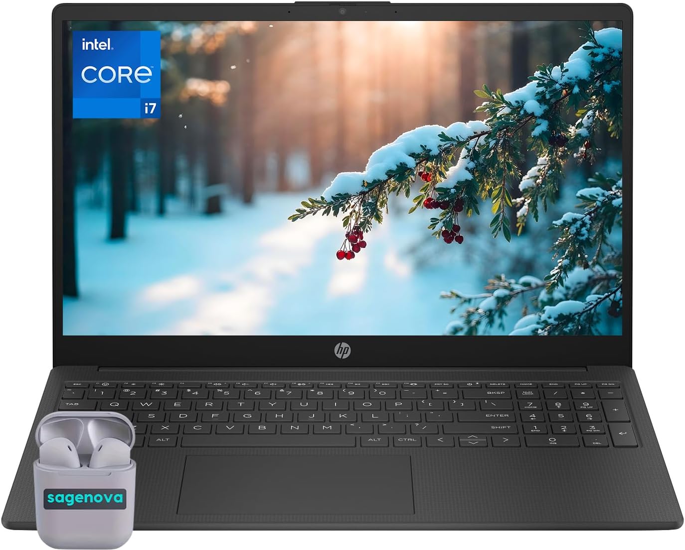 HP Laptop, 15.6' HD Business & Student Laptop Computer, Intel Core i7-1355U 10-Core Processor, 32GB RAM 1TB SSD, Windows 11, Numeric Keypad, Camera Privacy Shutter, SageNova Earphones, Black