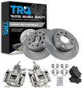 TRQ Rear Brake Pad and Rotor Set Ceramic Solid Rotors Calipers Compatible with 2010 Audi A3 A3 Quattro
