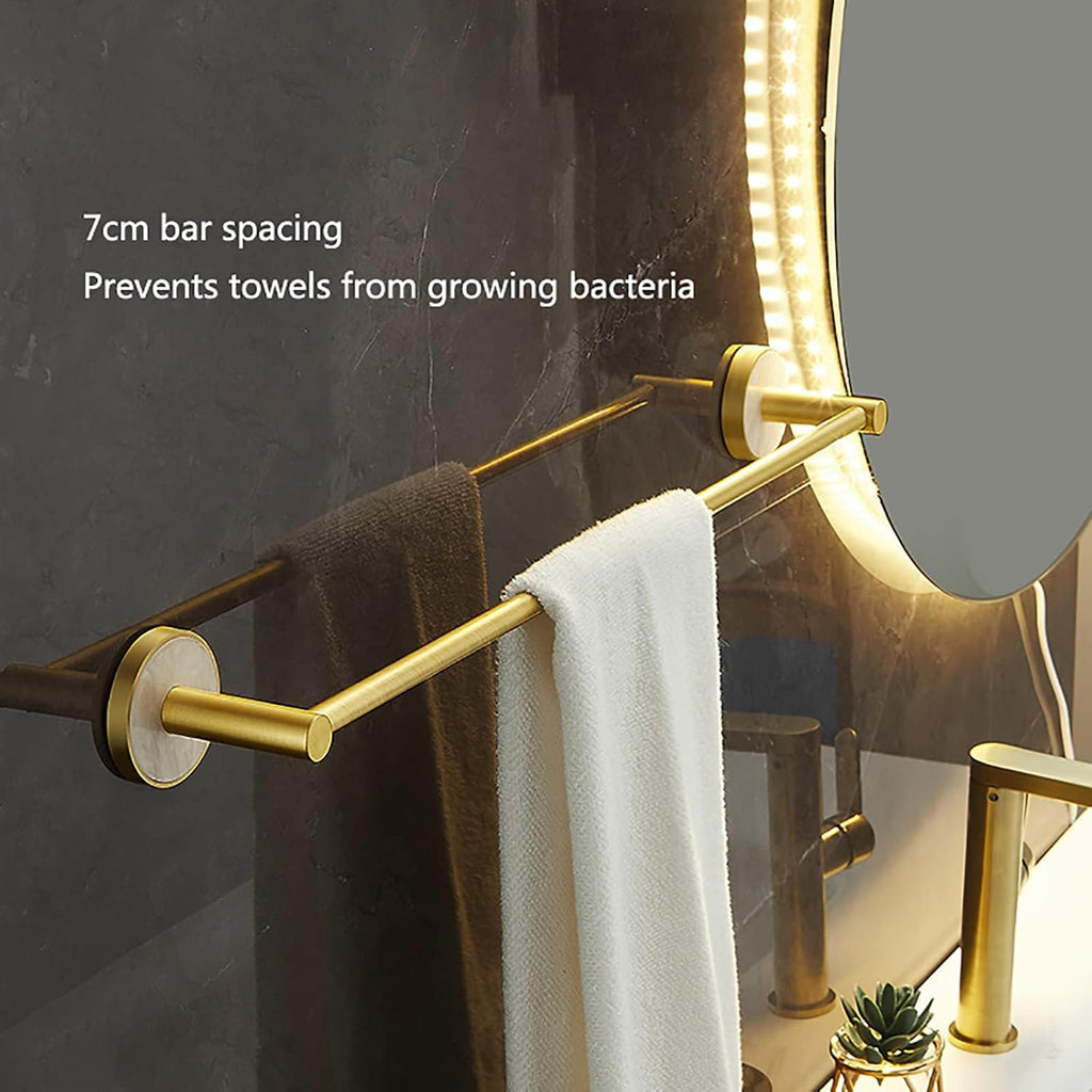 Towel Bar Brushed Gold Towel Rail Space Aluminum Bathroom Towel Rack Wall Mounted Towel Holder Double Rod Storage Rack for Bathroom, Kitchen, Toilet,50 cm