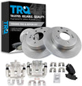 TRQ Rear Brake Pad and Rotor Set Ceramic Solid Rotors Calipers Compatible with 2012-2017 Hyundai Azera 2011-2015 Kia Optima