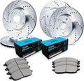 R1 Concepts Front and Rear Brake Kit Fits 1989-1996 Nissan 300ZX| Ceramic Brake Pads and Drilled Slotted Brake Rotors| 11.0' Front & 11.7' Rear