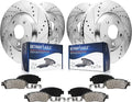 Detroit Axle - Brake Kit for 2009-2014 Nissan Maxima, Drilled Slotted Rotors Ceramic Brakes Pads Replacement: 12.59' Front 12.13' Rear Rotors