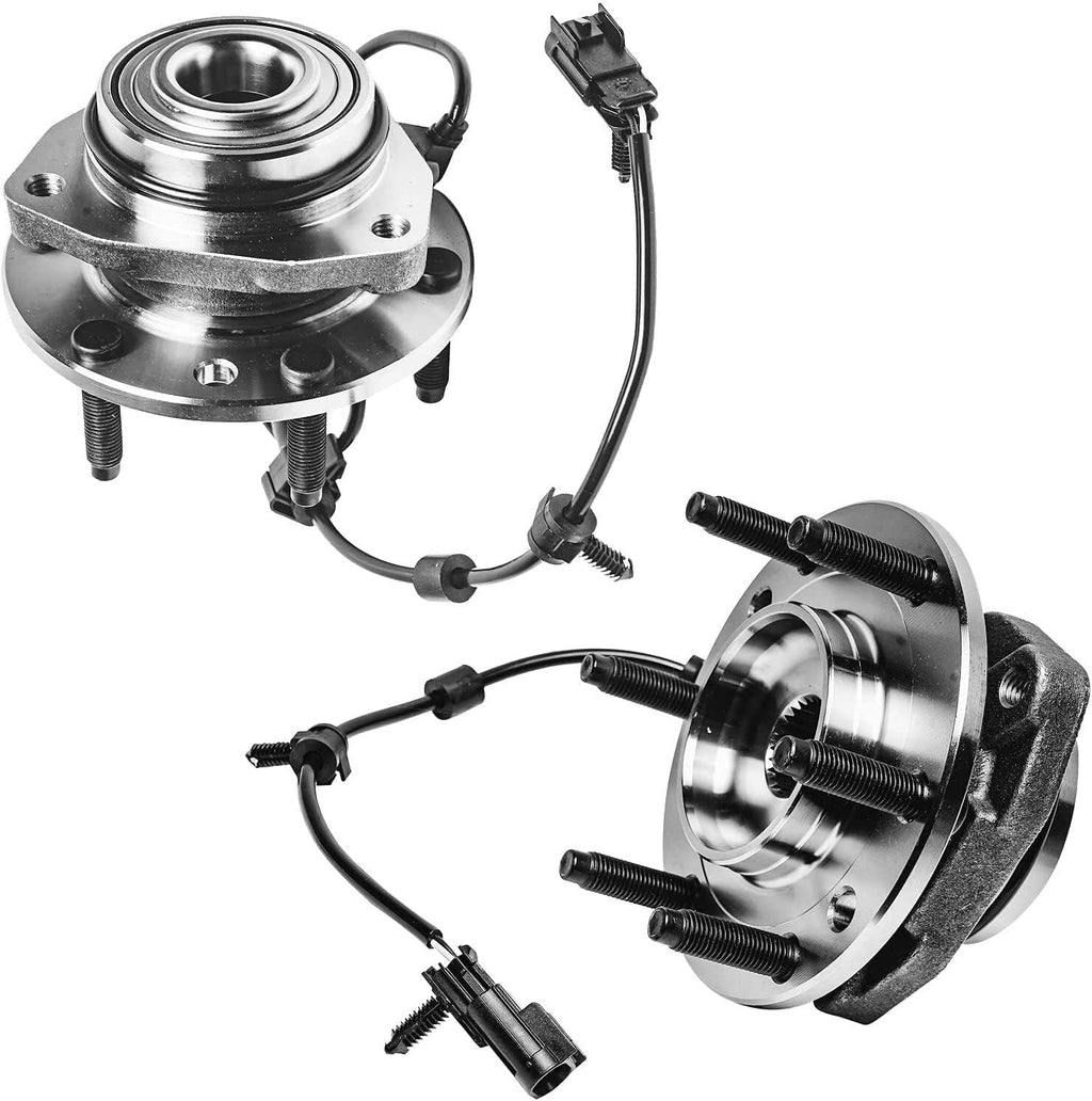 Detroit Axle - Front Wheel Bearing Hubs Brake Kit for Chevy Trailblazer SSR GMC Envoy XL Buick Rainier Ascender Saab 9-7X Wheel Bearing Hubs Brake Rotors Brakes Pads Replacement : 12.8 inch Rotors