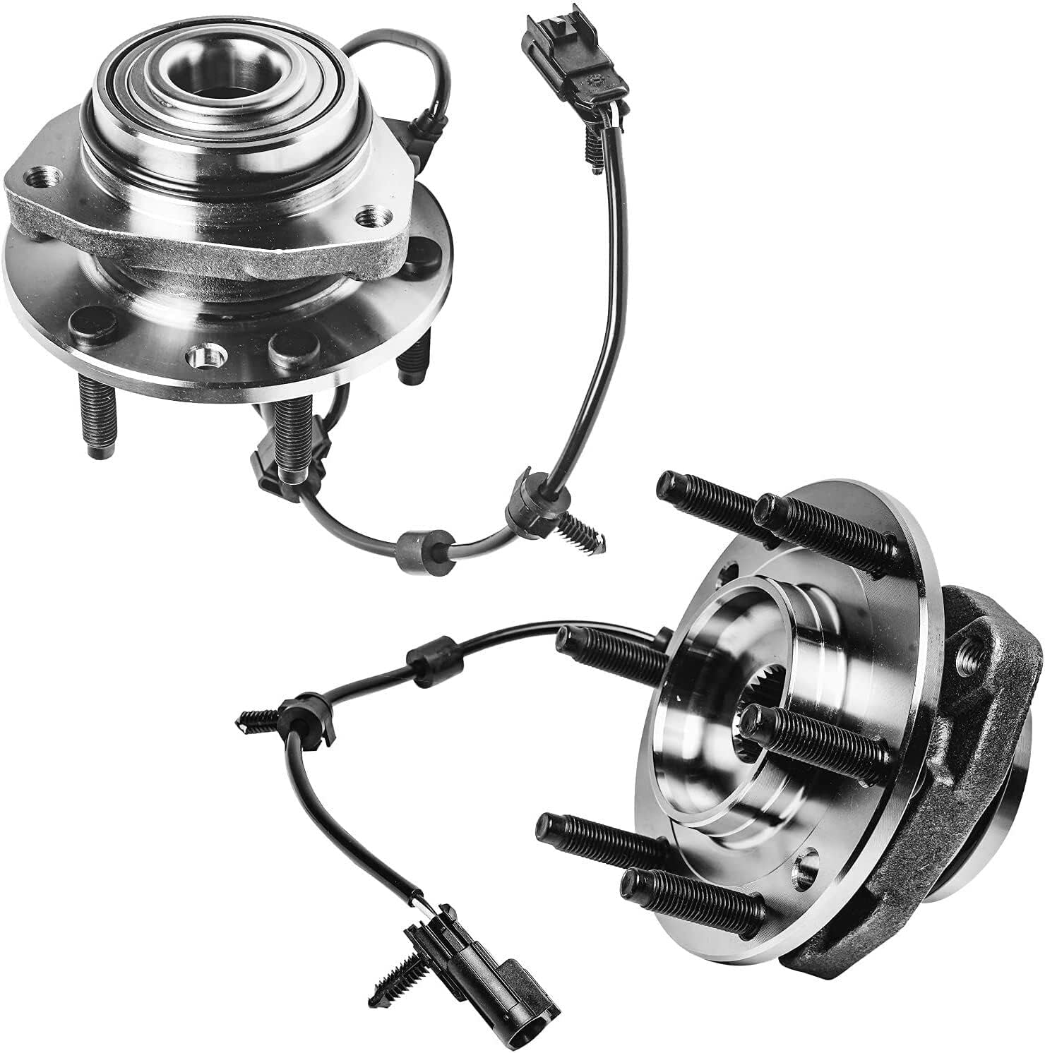 Detroit Axle - Front Wheel Bearing Hubs Brake Kit for Chevy Trailblazer SSR GMC Envoy XL Buick Rainier Ascender Saab 9-7X Wheel Bearing Hubs Brake Rotors Brakes Pads Replacement : 12.8 inch Rotors