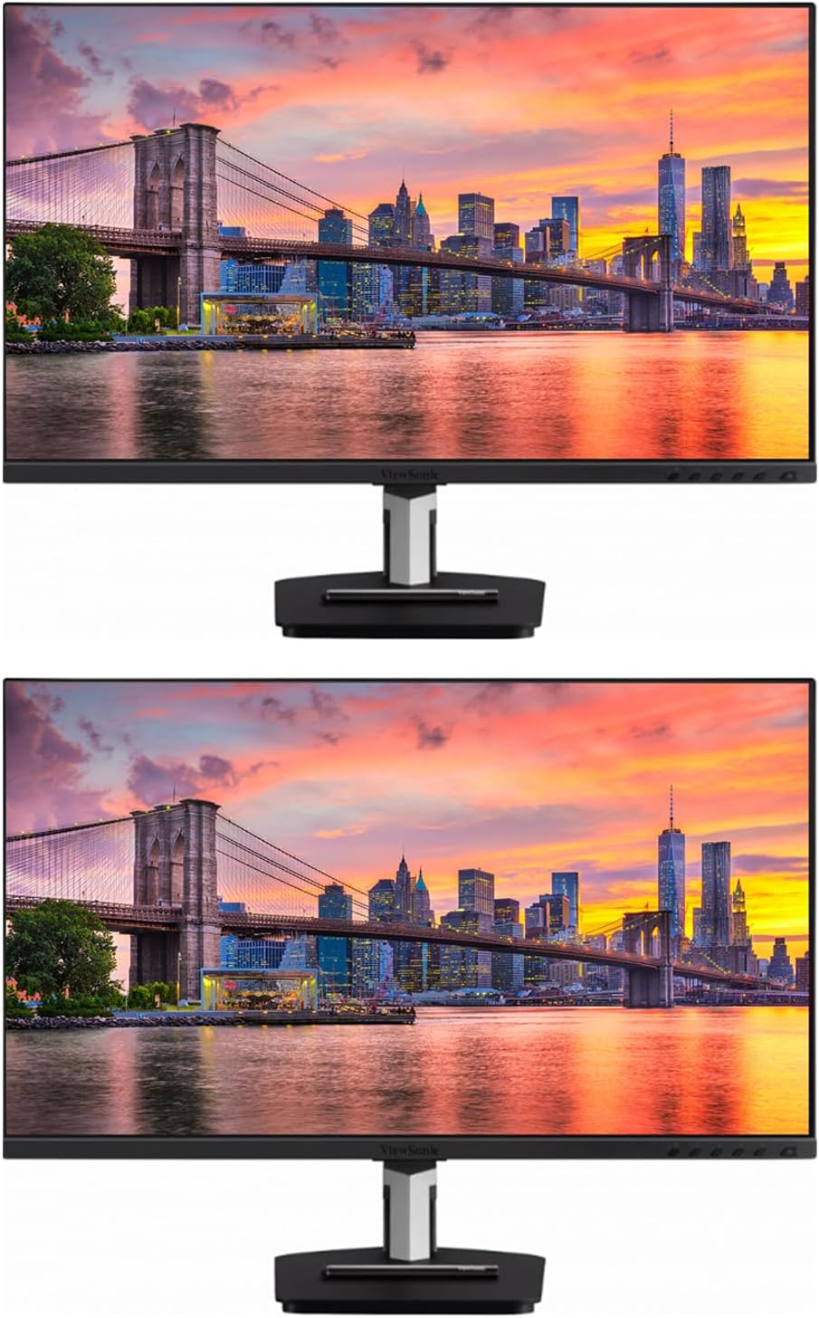 ViewSonic TD2455 24-inch 1080P FHD IPS Premium Monitor, 2-Pack Bundle with 10-Point Touch, Daisy Chain, HDMI, DisplayPort, USB-C, Speaker, Stylus Pen