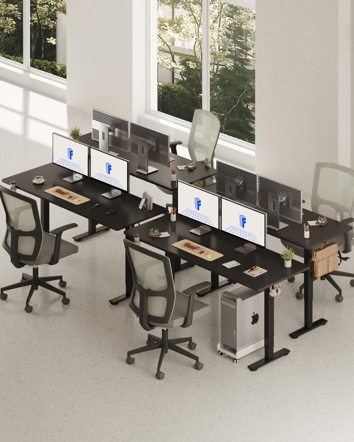 FLEXISPOT 71x32 Inch Electric Large Standing Desk for Home & Office, Spacious Splice Board Desk with Cable Management & Organizer, Cup Holder & Hook, Black