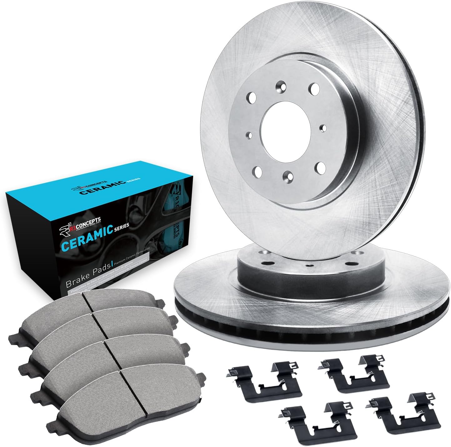 R1 Concepts Front Brake Kit Fits 1986-1989 Toyota Celica GT, ST| Ceramic Pads, Blank Rotors| Hardware| 9.6' Front