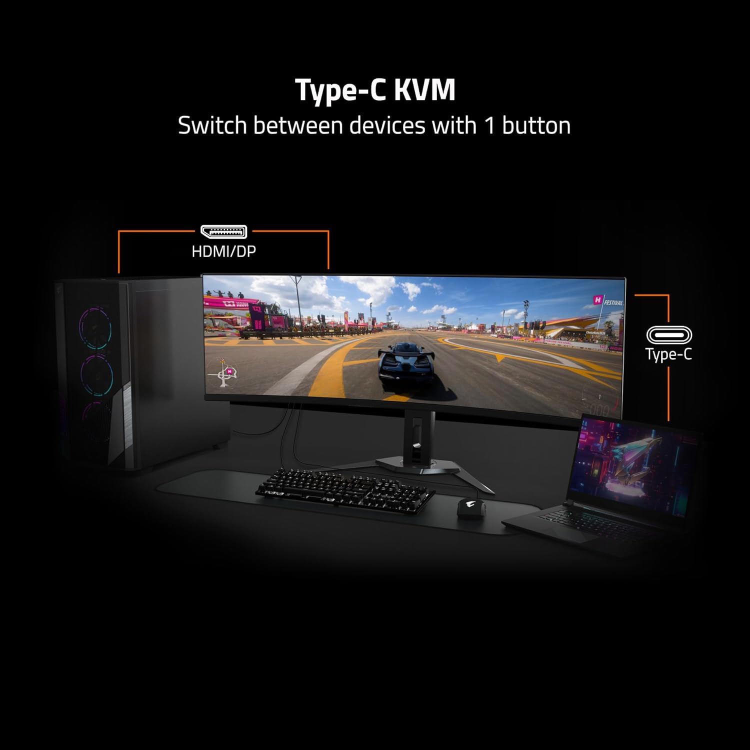 GIGABYTE - MO27Q2-27' QD-OLED Gaming Monitor - QHD 2560x1440-240Hz - 0.03ms GTG - AMD FreeSync Premium Pro - Type C KVM - HDMI, DP - Height Adjustable - Black